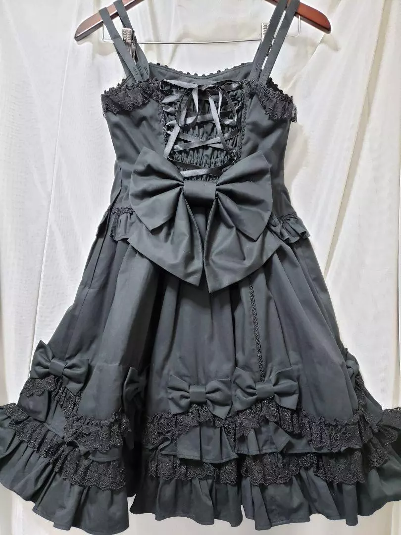 Angelic Pretty Jsk One-Piece Sizem Vintage Black Ribbon Frill Lace