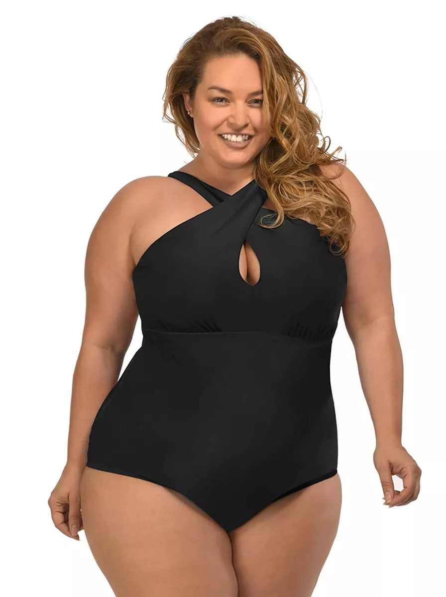 New Lysa Women's Plus Size One 1 Piece Swimsuit 0X 1X 2X 3X UPF 50+ Kylie  Blk