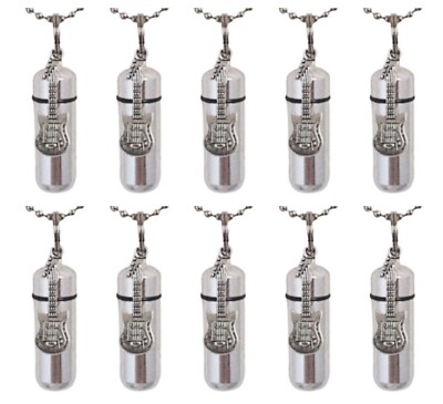 Set of 10 Silver Electric Guitar CREMATION URNS w/Velvet