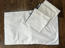 Threshold Signature~100% Cotton~White Trimmed In Navy Pillow Shams~4 Queen 20x30