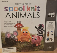 Spice Box Kids Craft Kit Easy-To-Make Spool Knit Animals Mouse Pig Zebra Chick