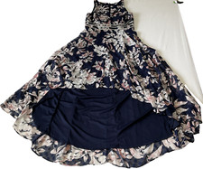 R And M Richards Clip Jacquard Chiffon Hi Lo Dress Womens Size 6P Multicolor