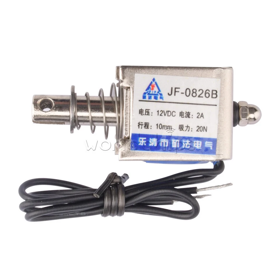 DC12V 2A JF-0826B Reset10mm 20N Push Pull Type Open Frame Solenoid Electromagnet - Image 3 of 4