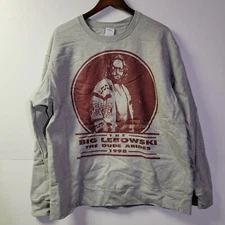 The Big Lebowski 90s Movie Gray Crewneck Sweatshirt Mens XL The Dude Abides