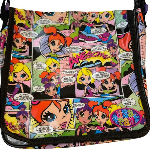 VTG 90's Lisa Frank Rainbow Girls Rock Comic Strip Crossbody Bag 9.5x9.5x3 - Picture 2 of 4