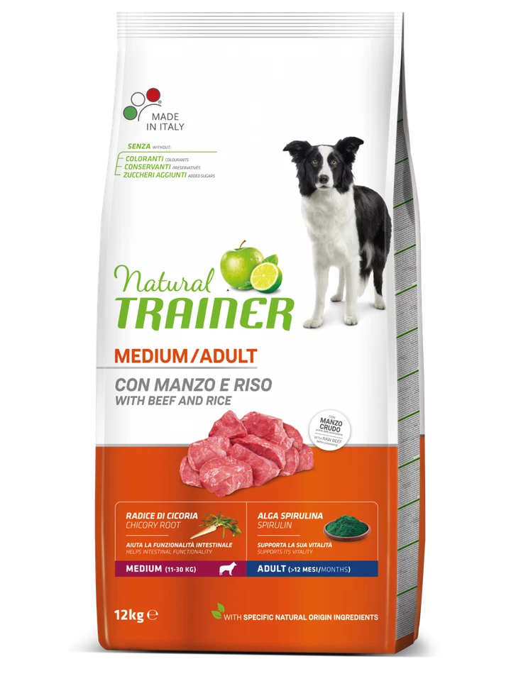 Trainer Natural Adult Medium con Manzo Fresco e Riso 12 kg - Crocchette per Cani - Immagine 2 di 4