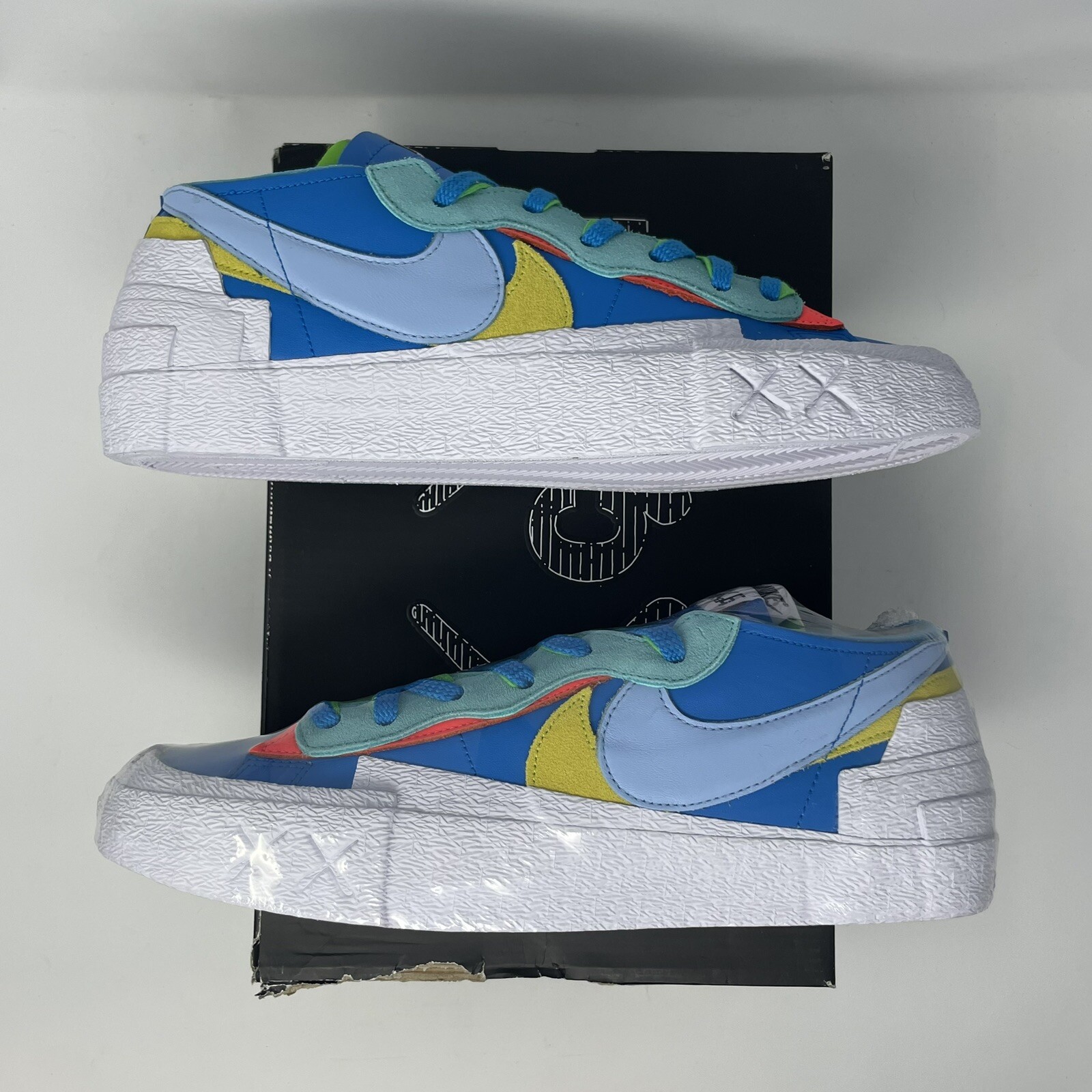 KAWS x Sacai x Nike Blazer Basso Blu Nettuno DM7901 400 Taglia 12 5