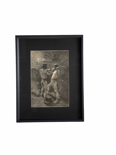 FREDERIC REMINGTON MEXICAN MINERS AT WORK DRILLING MEXICO MINING, Framed Artwork - Picture 3 of 4
