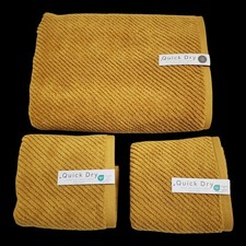 Quick Dry SPA 3pc Autumnal Mustard Zero Twist Cotton Bath Towel Set 1Bath 2Hand