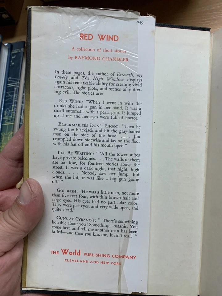 1946 1ST US ED 1ST PRINT RAYMOND CHANDLER "RED WIND" FICTION HARDBACK BOOK (P3) - Image 4 of 4