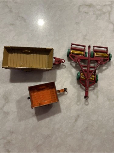 VINTAGE Dinky Toys (LOT OF 3) 3-blade Farm Mower And Trailer X2 Great Condition