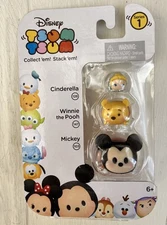 Disney Tsum Tsum Series 1 Mickey Mouse, Winnie the Pooh, Cinderella New Stack Em