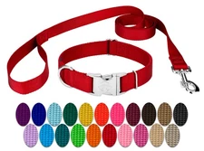 Country Brook Petz® Premium Nylon Collar & Leash Set for Small Medium Large Dogs