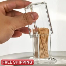1pc Toothpick Holder Clear Acrylic Toothpick Holder Portable Toothpick Box