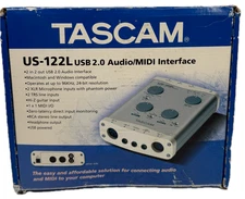 Tascam US-122L USB 2.0 Audio/MIDI Interface- No Cables - Tested - with box