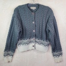 Vtg Y2K Aeropostale Gray Fair Isle Cropped Cardigan Button Sweater Nordic Large