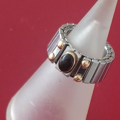''NOMINATION'' Damenring - Edelstahl/ 750/18ct Gold - flexibel - mit Onyx!!!