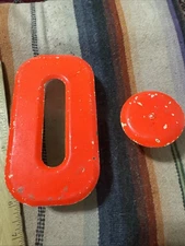 Vintage Metal 5.5" #0 And Decimal With Clips For Marquee Sign Orange Decor
