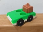 Vintage Fisher Price little people green white 2-seater car with luggage