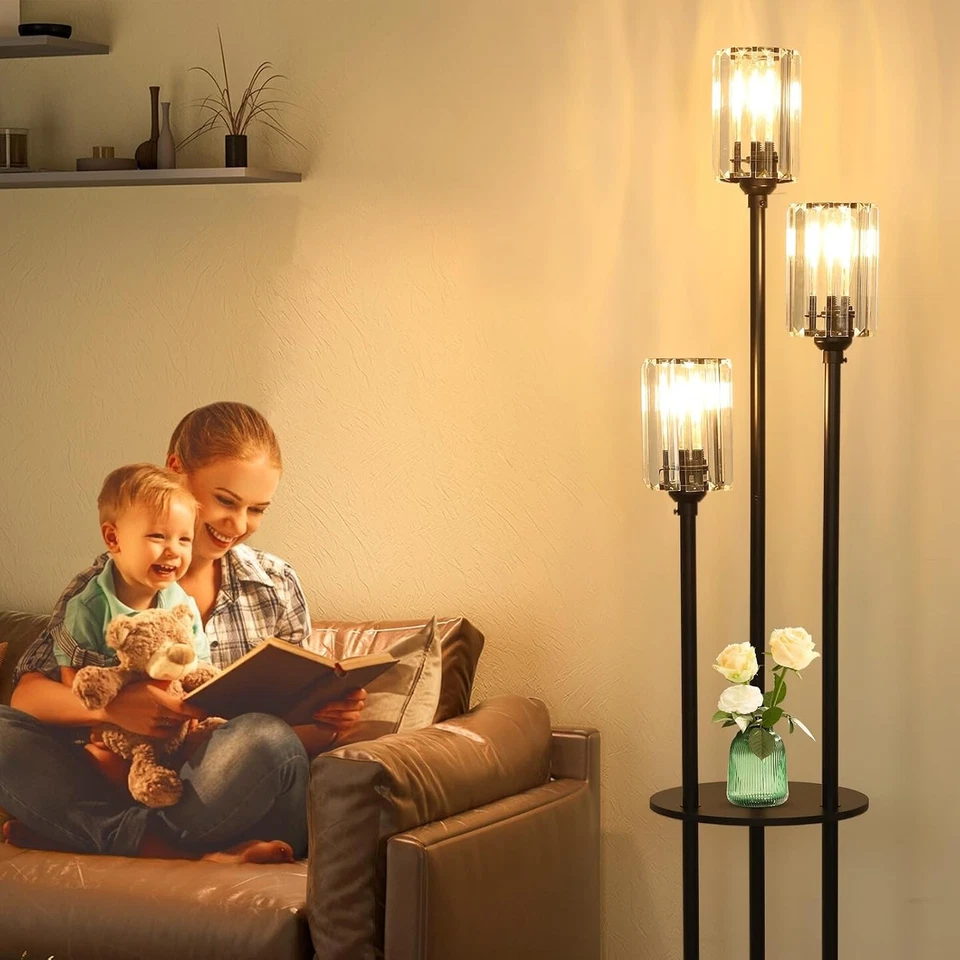 Crystal Floor Lamp with Shelves, 3-Light Modern Tall Lamp for Living Room - Image 2 of 4
