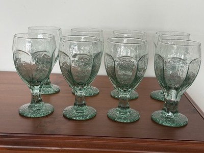 Set Of 7+1 VTG 1970s-80s Libbey Chivalry Green Water/Wine Glass/Goblet 6.5''H 3''D