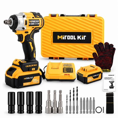 4000MAH HIGH TORQUE 1/2" IMPACT WRENCH BRUSHLESS CORDLESS BATTERY IMPACT GUN KIT