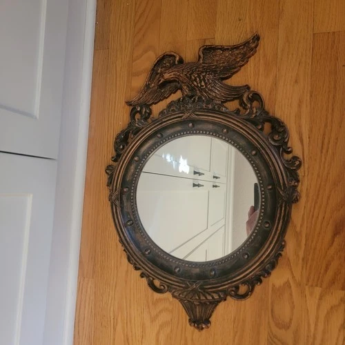 Dart Eagle Federal Style Flat Round Mirror #4007 Vintage Coppercraft 21"x15" USA