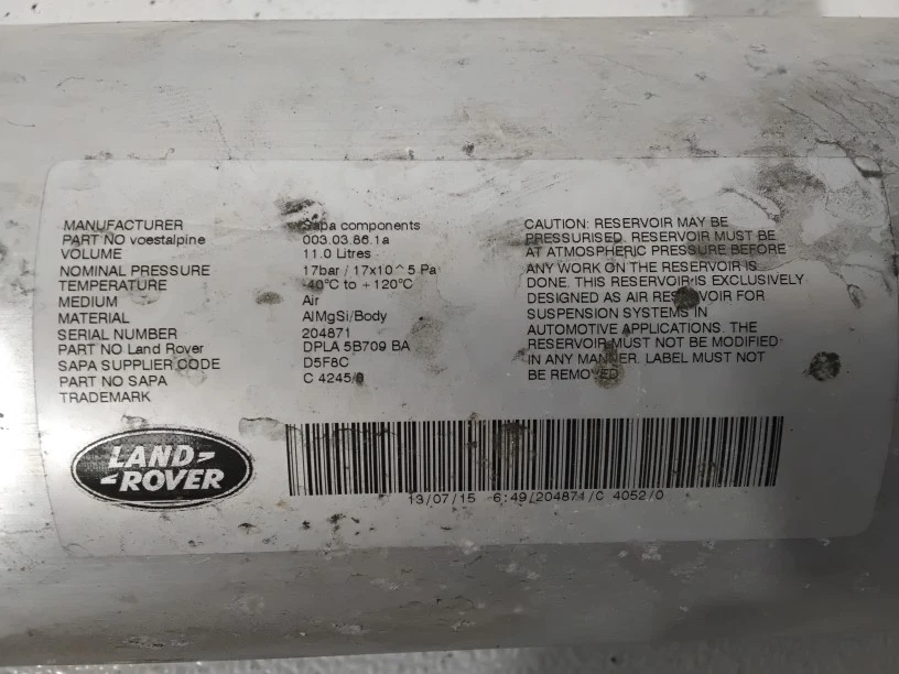 Land Rover Range Rover Sport 2016 suspensión neumática depósito de tanque de aire OEM Foto 2 de 4