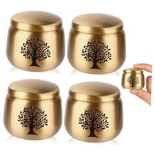 Small Keepsake Urns for Human Ashes Set of 4,Mini Urns for Ashes Made of Brass