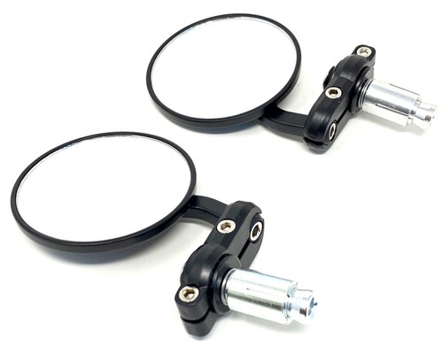 Pair of Mirrors Rear View Black BAR End Caferacer Cafè racer - Picture 2 of 4