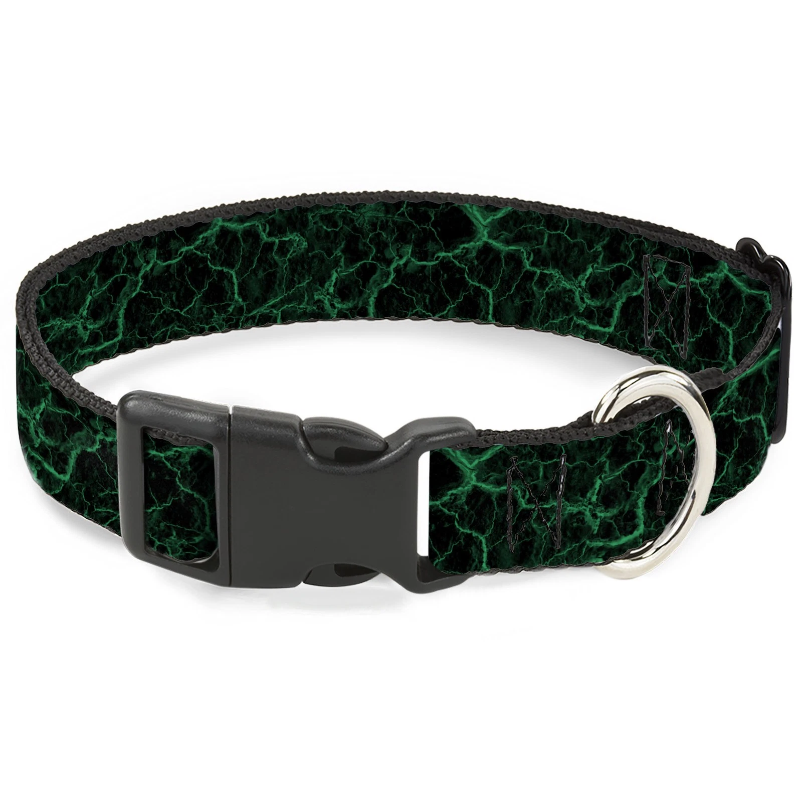 Plastic Clip Collar Marble Black/Green NARROW-Small 7-8.5"