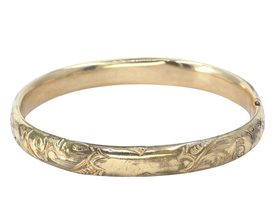 PULSERA BRAZALETE INFANTIL VINTAGE 1/20 ORO 14K RELLENO 6mm PERSEGUIDO GRABADO ~ 5.5 pulgadas Foto 3 de 4