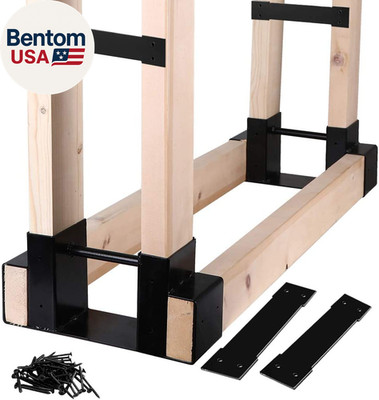 Outdoor Firewood Log Storage Rack Bracket Kit,Fireplace Wood Storage Holder-Adju
