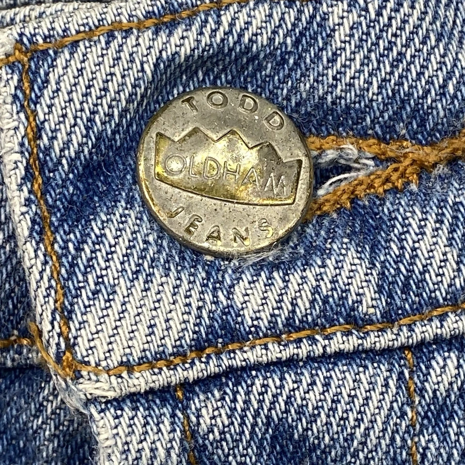 Pantalones de mezclilla acampanados vintage Todd Oldham para mujer 9x32 con logotipo lavado Foto 3 de 4