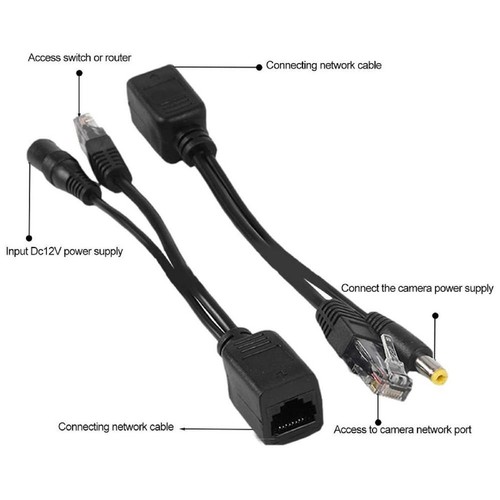 1 Pair POE Cable Passive Power Over Ethernet Adapter Cable Splitter For IP Camea - Zdjęcie 8 z 11
