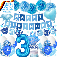 Geburtstag 3 Jahre Junge Luftballon - 35 StüCk Blau Happy Birthday Banner Riesen