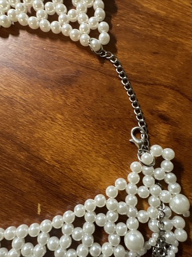 Damen Vintage Stil Halsreif Imitat Perlenkette weiß Fantasy kleine Perle - Bild 7 von 9