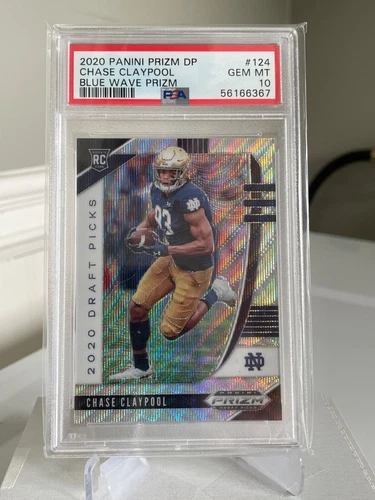 2020 Panini Prizm DP CHASE CLAYPOOL Blue Wave Prizm GEM MINT PSA 10 #124 195/299