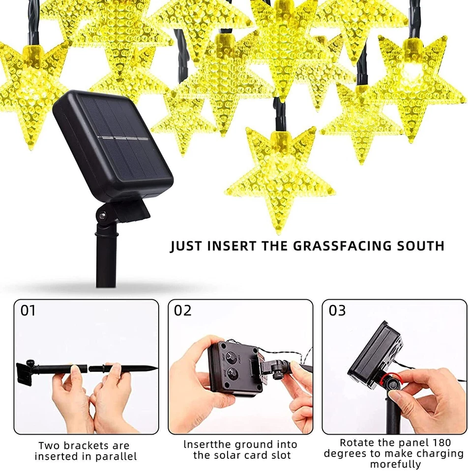 5M-15M LED Solar String Lights Outdoor Star Fairy Light Patio Garden Party Decor - Image 2 of 4