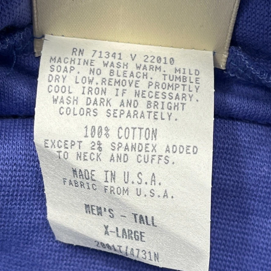 Vintage L.L. Bean Turtleneck Shirt Mens XL Blue Long Sleeve Made in USA New - Image 4 of 4