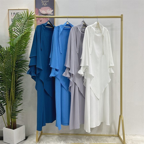 Muslim Women Prayer Dress Khimar Skirt Set Abaya Islam Kaftan Robe Gown Ramadan - Picture 20 of 44