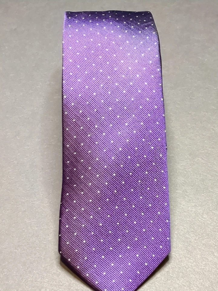 J. Corbata Crew 100 % seda púrpura acanalada punto alfiler 61"x2,5" Foto 2 de 4