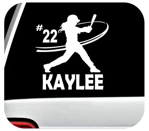 Personalized Softball Girl Batting Decal Sticker Name Jersey Number K1072-CUST - Picture 3 of 6