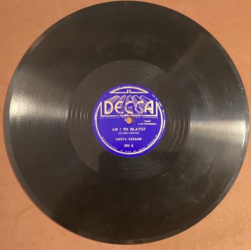 Greta Keller – 78 rpm Decca 292: Am I to Blame?/One Night of Love; V cond - 第 2/4 張圖片