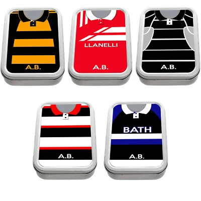 Personalised Retro Rugby Shirt Tobacco Tin 2oz Baccy Pill Box Men Gift RS