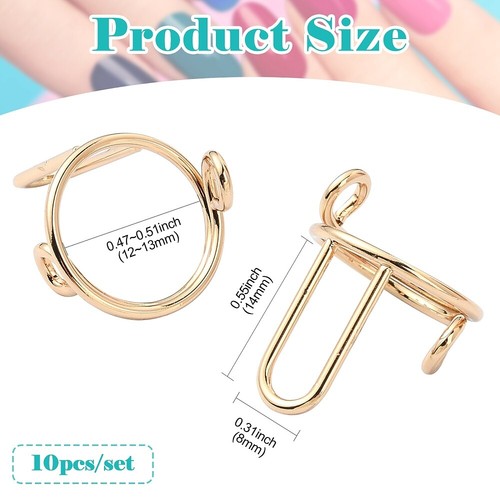 10x Anillos para uñas de latón dorado Anillos para uñas Anillo de metal para decoración de uñas Joyería - Imagen 2 de 8