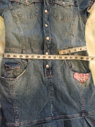 Baby Phat Girlz Denim Rosa Perla Botones a presión Bolsillos Vestido Talla Grande - Imagen 8 de 11
