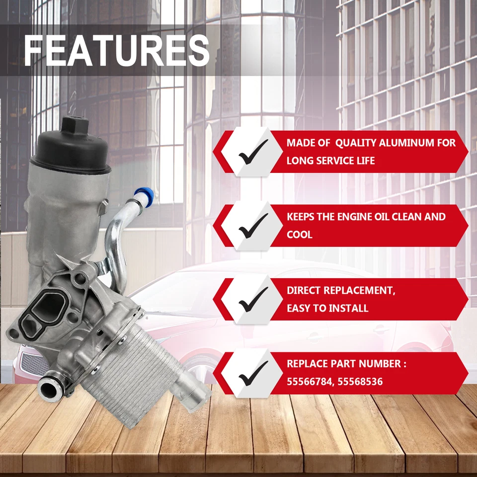 Carcasa de filtro de enfriador de aceite para Chevrolet Cruze Sonic Trax Buick Encore 1,4 L Turbo Foto 2 de 4