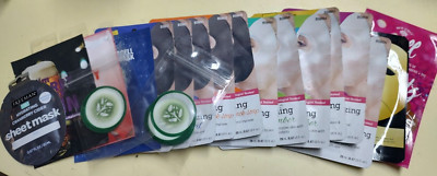 19pk Face Masks & 12 Cucumber Eye Pads Hydrate Purify Moisturize Soothe ASST.