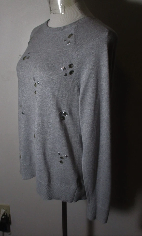 MICHAEL KORS Gray Long Sleeve Beaded Top Size S - Image 4 of 4